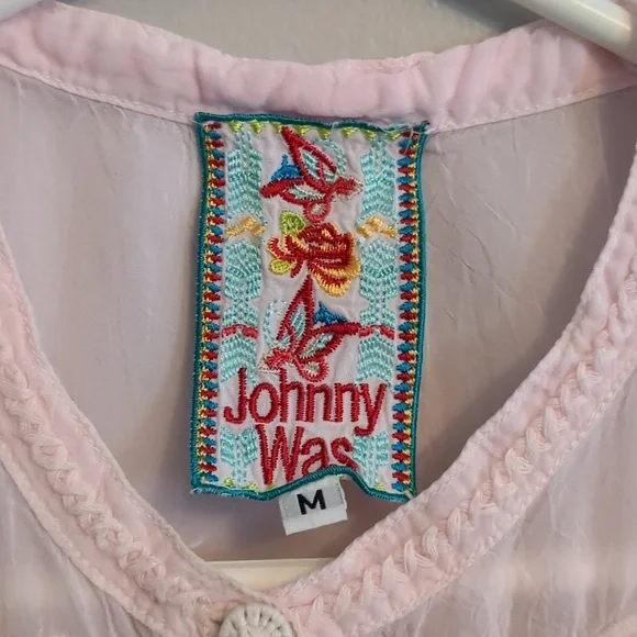 Johnny Was Blush Pink Embroidered Floral Lace Short Sleeve Tunic Top – Medium - Picture 2 of 11